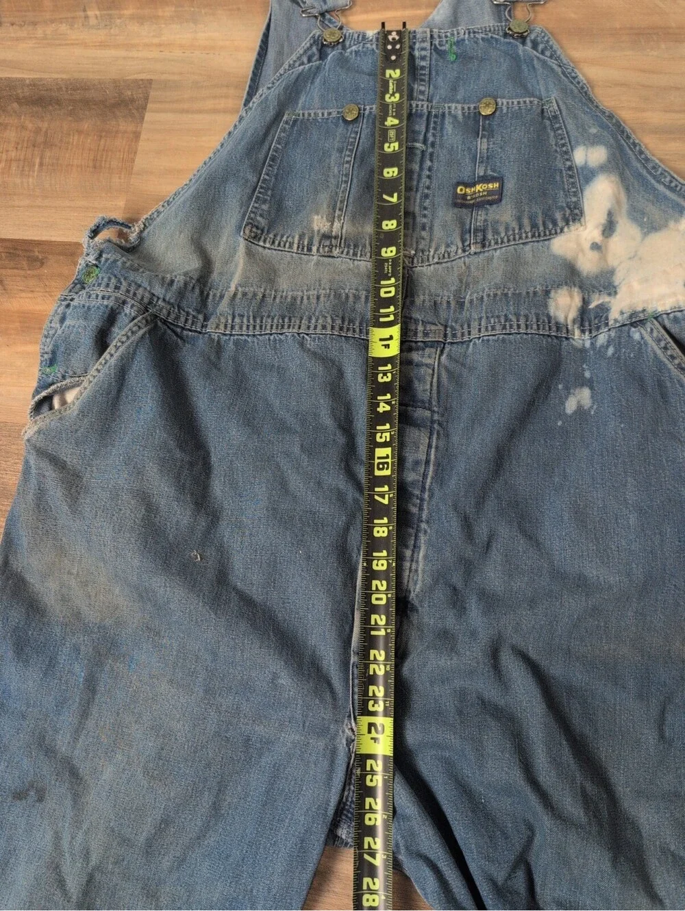 VTG Distressed Osh Kosh B'Gosh Bib Overalls Sanforized USA Vestbak UNION MADE